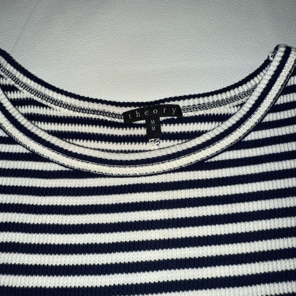 Theory Black and White Striped Mini Dress - Size M - Picture 2 of 6